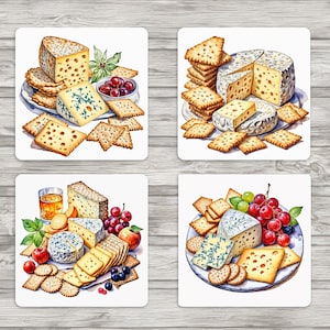 Posavasos cuadrados de 4 x 4 pulgadas de la Feria del Queso Francés - Descarga digital - Archivos JPEG y PNG incluidos - Posavasos - Diario basura - Scrapbooking - Tarjetas