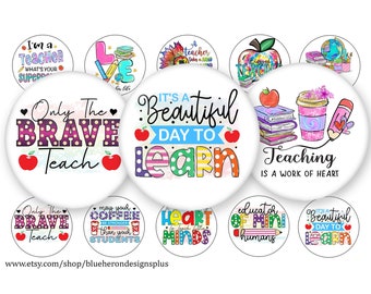 Teacher Quotes Bottle Cap Images: 1-Inch Circles (Digital JPEG & PNG)