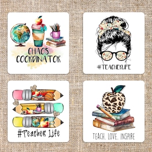 Porta-copos quadrados de sublimação Teacher Life 4 x 4 polegadas - Download digital - JPEG - Porta-copos - Diário de sucata - Scrapbooking - Cartões - Designs de sublimação
