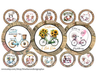 Bike Riding with Map Frames -1 inch Bottle Cap- Buy 3 get 1 Free- Direction Below, 4x6 sheet. Digital Download, JPEG & PNG