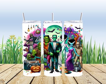 Halloween Tumbler Wrap-20oz Skinny Straight Tumbler Wrap-PNG File-Sublimation Wrap-Digital Download | 2 Designs Included in Listing