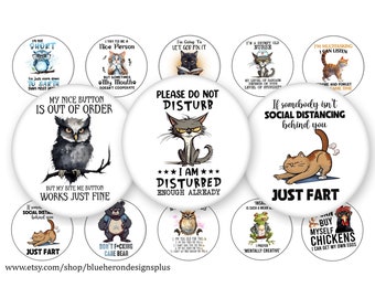 Chistes de animales - Citas atrevidas - Imágenes de tapas de botella de 2,5 cm - Compra 3 y llévate 1 gratis - Lee las instrucciones a continuación, hoja de 10 x 15 cm. Descarga digital, JPEG y PNG.