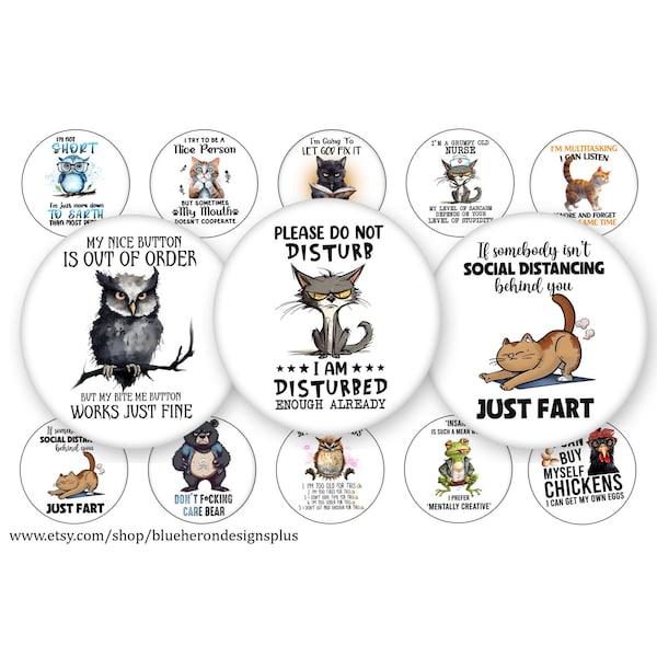 Animal Jokes-Sassy Quotes-1 inch Bottle Cap Images- Buy 3 get 1 Free- Read Directions Below, 4x6 sheet. Digital Download, JPEG and PNG