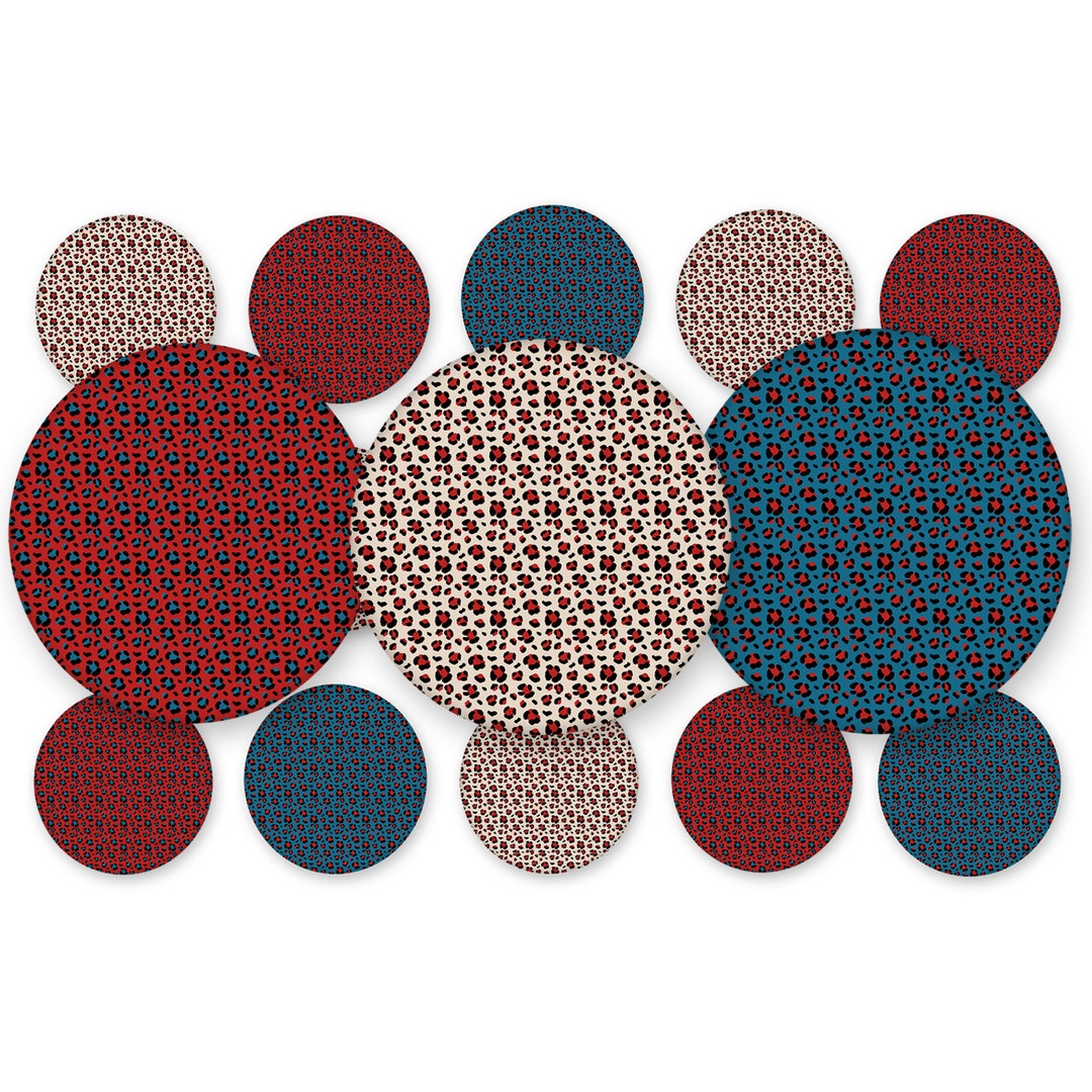 Red-white-blue Leopard Print 1 Inch Bottle Cap Images-buy 3 Get 1 Free
