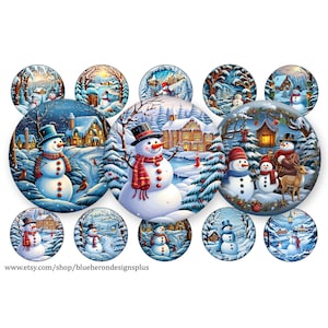 3D Snowmen-Snowman-1 inch Bottle Cap Images, Buy 3 get 1 Free-Read Directions-15 1in Circles, 4x6 sheet. Digital Download.25MM-JPEG&PNG