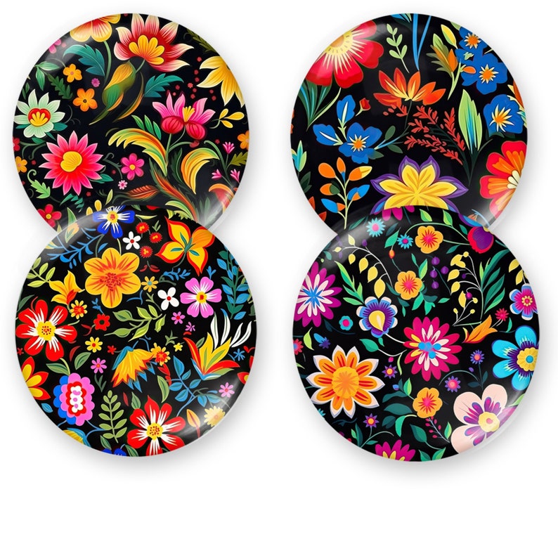 Mexican Floral Bottle Cap Images: 1-inch Circles (digital Download) - Etsy