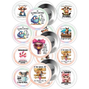 Funny Animal Quotes Button Pin Template - 2.25" (Digital Download)