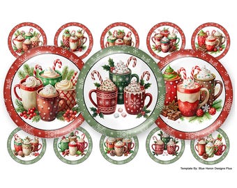 Christmas Coca Bottle Cap Images: 1-Inch Circles (Digital Download)