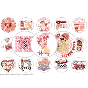 Howdy Retro Valentine Images-1 inch Bottle Cap Images- Buy 3 get 1 Free- Read Directions Below,4x6 sheet. Digital Download, JPEG-25MM