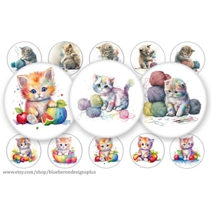 Kittens at Play-1 inch Bottle Cap- Buy 3 get 1 Free- Direction Below, 4x6 sheet15 Images-25MM Digital Download, JPEG & PNG