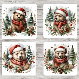 Woodland Opossum Weihnachten Sublimation quadratische Untersetzer 4 x 4 Zoll | Digitaler Download | Jpeg FileVorlage | 4 PNG-Dateien enthalten