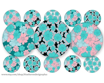 Romantic Summer Floral- Flowers-1 inch Bottle Cap-Buy 3 get 1 Free-Read Directions Below, 4x6 sheet. Digital Download,JPEG-PNG-Collage Sheet