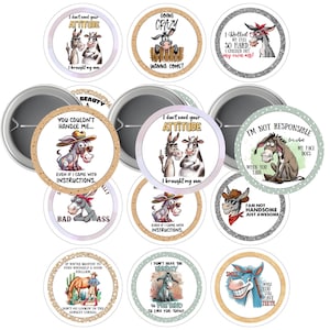 Donkey Jokes 2.25-Button Pin Images |.12 Images Template| Digital | Cut Line 2.63-Image area 2.063