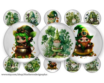 Gnome-Lucky-Charms-St. Patty's-Images- Glass Look-Inch Bottle Cap Images-Digital Download-4x6 Sheet-15 Images-Buy 3 get 1  Free-Jpeg-PNG