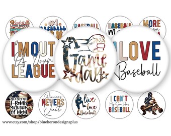 Imágenes de chapas de botella de 2,5 cm - Béisbol All American - Hoja de 10 x 15 cm. Descarga digital, JPEG y PNG.