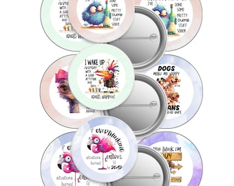 Spille con simpatici animali da 7,6 cm / Spille con giochi di parole divertenti (Download digitale)
