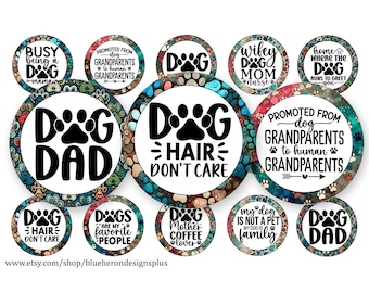 Frases para amantes de los perros en imágenes de tapas de botellas de 1 pulgada (descarga digital)