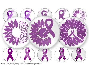 45 Cancer Awareness Mix Ribbons and Quotes-1in Bottle Cap Images- Below,4x6 sheets-Digital, JPEG & PNG, Magnets, Keychains, Confetti, Badges