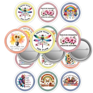 Positive Zitate-Wachsen mit dem Fluss 2,25-Zoll-Button Pin - Designs-kaufen 3 erhalten 1 freie Richtung unten-8.5x11 Blatt.12 Bilder, digitaler Download