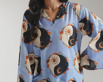 Pakistani Designer ETHNC Original STITCHED 2 Piece Printed Co-Ord Set Large-Shalwar Kameez-Women Dress-Gift