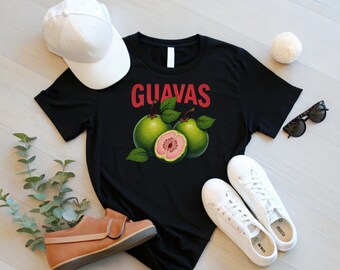 Camiseta gráfica vintage de guayaba, camiseta retro con etiqueta de fruta tropical, camiseta de guayaba exótica dibujada a mano, regalo unisex para amantes de la gastronomía y la naturaleza.