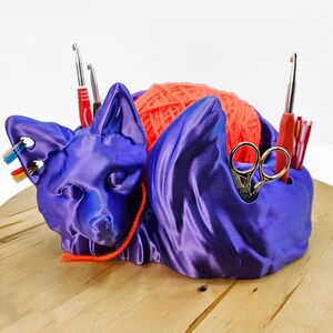 Fox Yarn Bowl - Yarn Storage - High Quality Knitting or Crochet Bowl - Sleeping Fox Kitsune Fantasy Yarn Organizer