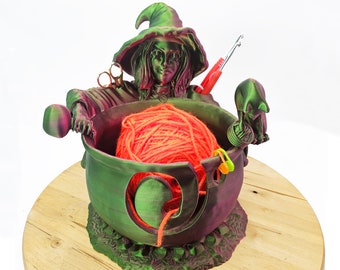 Witch Cauldron Yarn Bowl – Gothic Knitting & Crochet Organizer