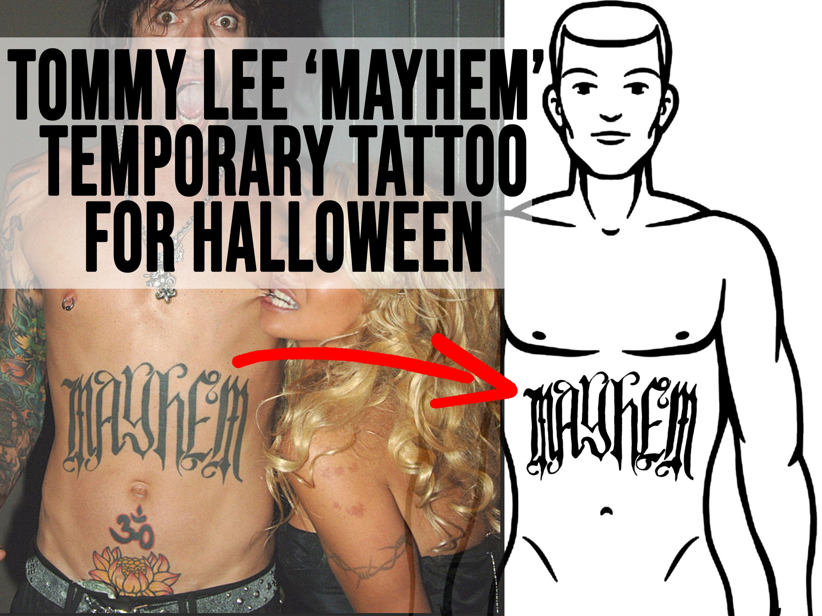 Tommy Lee 'mayhem' Temporary Tattoo for Halloween - Etsy Israel