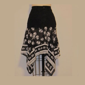 Upcycled Denim Skirt With Skulls