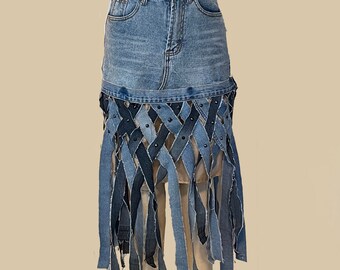 【GRANCY】Fringedesign Denim Skirt 807334_XDC5F_4100_001_100_0000