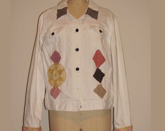 Upcycled White denim jacket