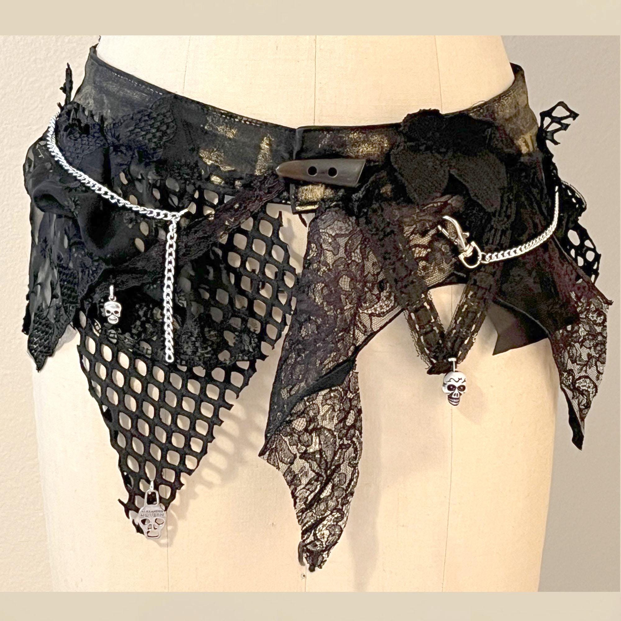 Upcycled Black Goth Belt/Collar/Skirt