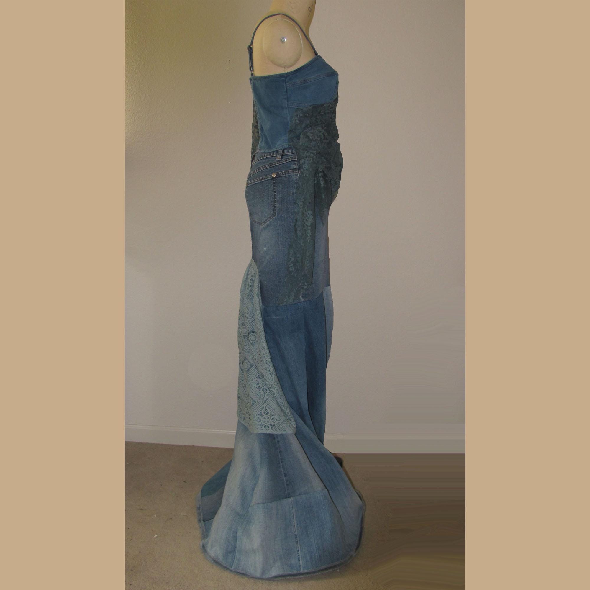 denim wedding dress Upcycled Upcycled Denim Wedding Dress -
