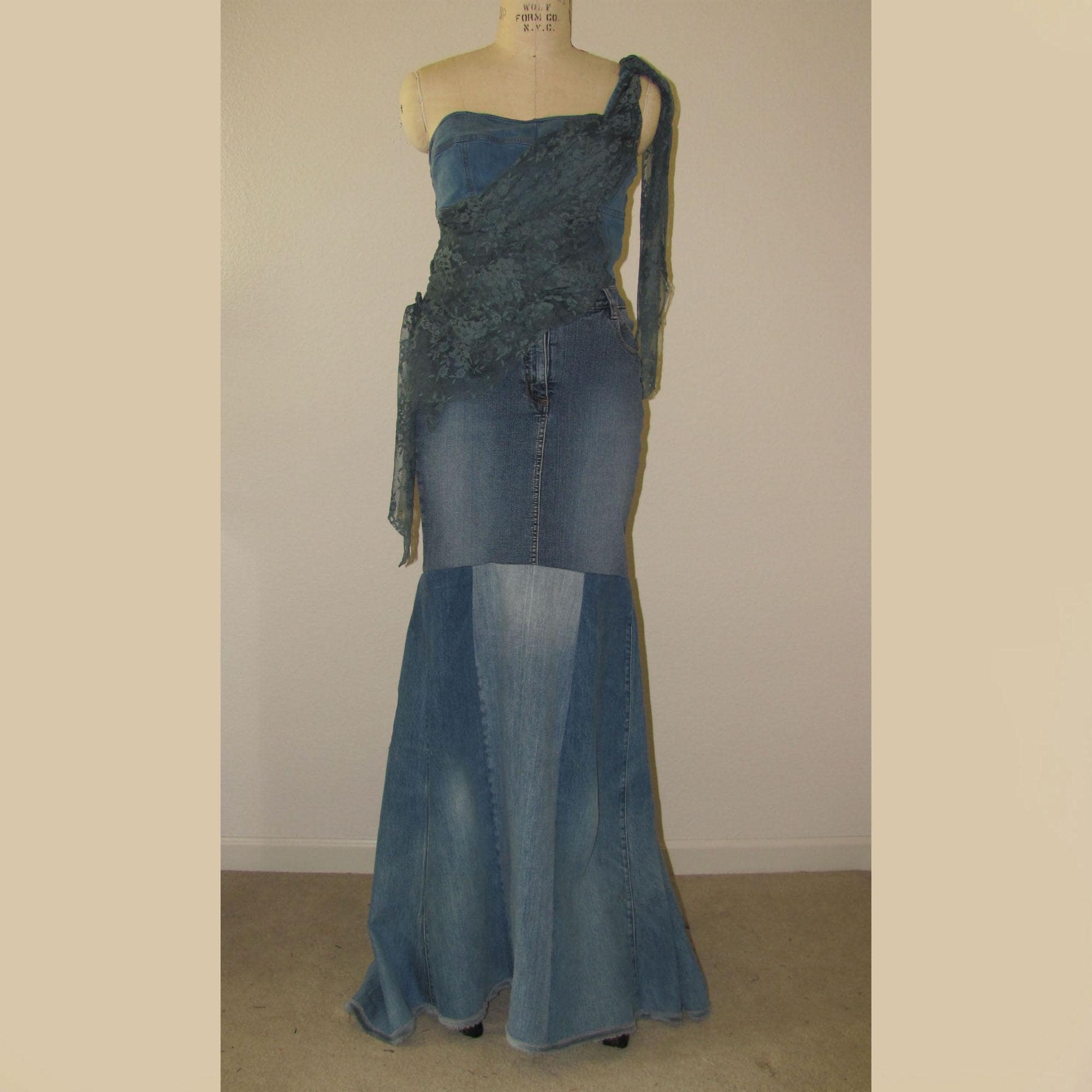 denim wedding dress Upcycled Denim Wedding Dress