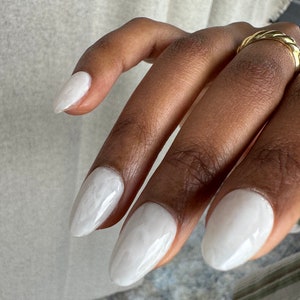 Milky White Marble Detail Nails | Salon Quality Hand Painted Press on Nails