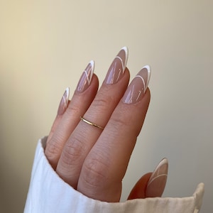 White Minimal Negative Space French Detail Nails | Salon Quality Hand Painted Press on Nails