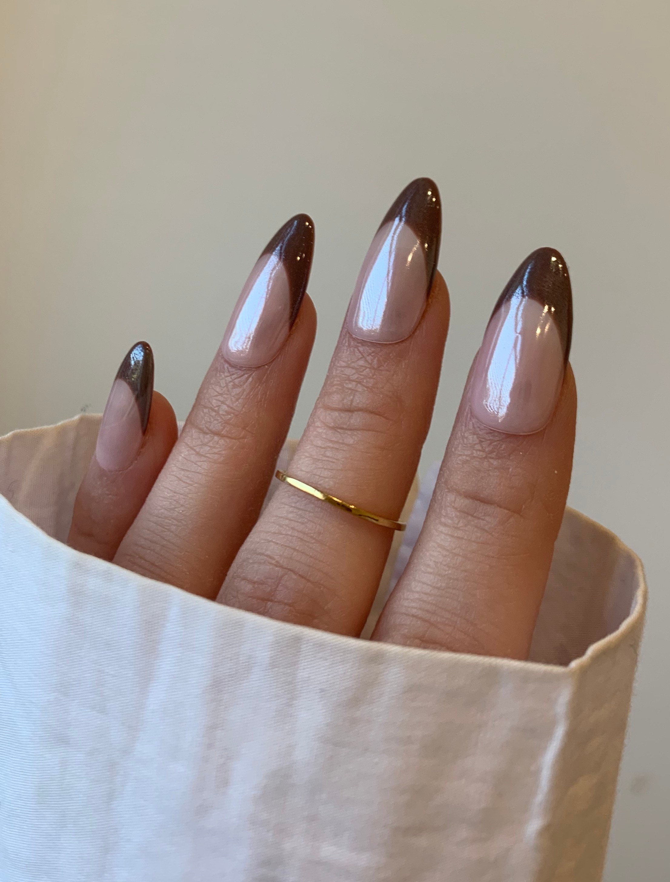 Brown Chrome Nails for Fall - the gray details