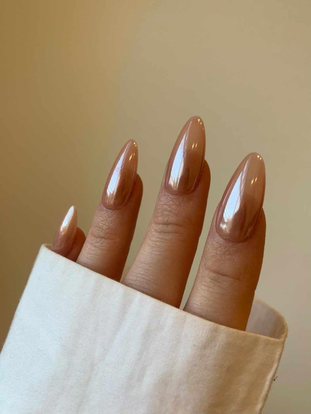 Glazed Donut Hailey Bieber Nails Shade Tan Salon Quality Hand Painted