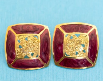 Vintage Royal Square Stud Earrings - N11