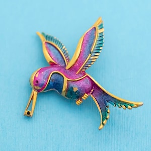 Vintage Colorful Hummingbird Brooch N21
