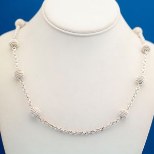 Vintage Silver Tone Spheres Beaded Necklace by Trifari 33 Inch N14