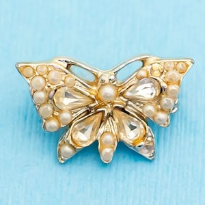 Broche vintage de borboleta perolada fofa N20