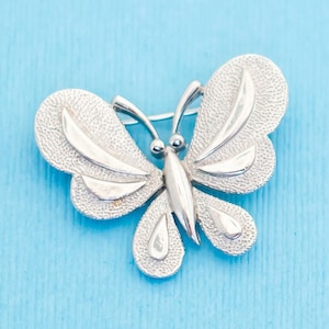 Vintage Silver Butterfly Brooch by Crown Trifari - N17