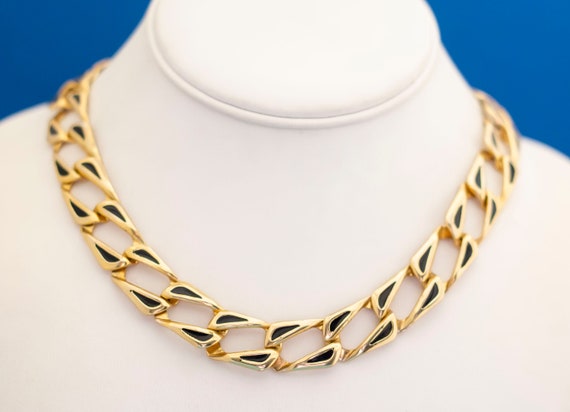 Vintage Gold Chained Rectangle Necklace 18 Inches… - image 2