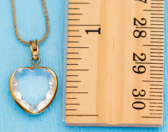 Vintage Crystal Clear Heart 18K Gold Filled Neckl… - image 4