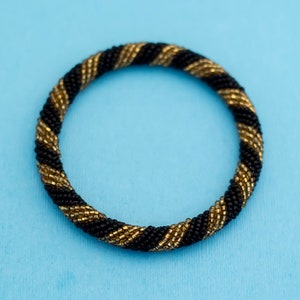 Vintage Black & Gold Bangle Bracelet - 8 1/4 inch - N24
