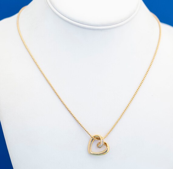 Vintage Gold Tone Love Rhinestone Necklace by Avo… - image 2