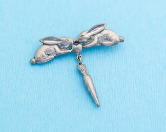 Vintage tinnen wortel konijnen broche door Clift - N5