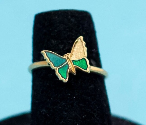 Size 4 1 2 Vintage Green Butterfly Ring by Avon N27 Etsy