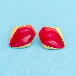 Vintage Pink Gem Unique Stud Earrings N24